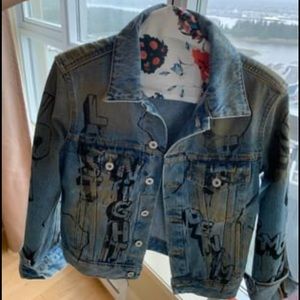 Off-White c/o Virgil Abloh women’s Graffiti print denim Jacket